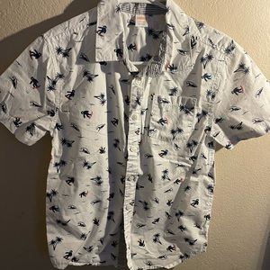 Gymboree Kids Short Sleeve Shirt w/pocket-large 10-12 surfer/waves/palm trees